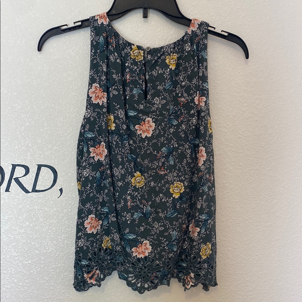 Floral Sleeveless Top - Green, Pink, Yellow
